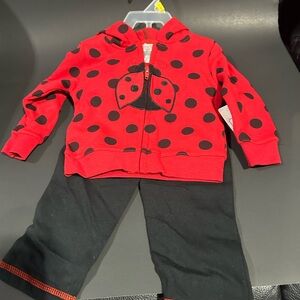 Red and Black Polka Dot Hoodie Set